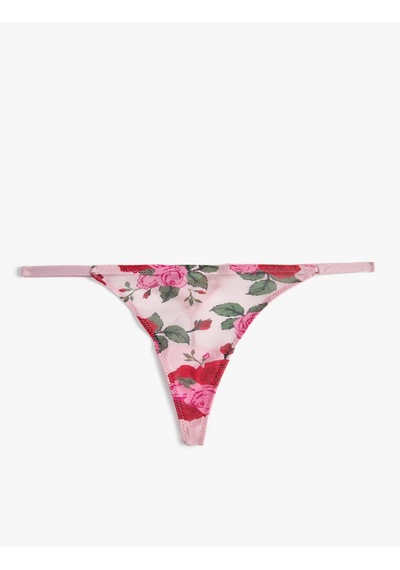 Koton String Külot Çiçekli Tül Pembe Desenli 3slk30168mk