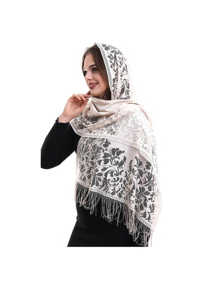Narin Pamuk Tül Şal Krem 60x160