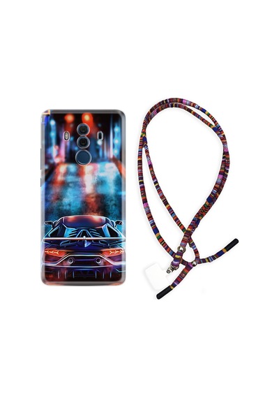 Huawei Mate 10 Pro Kılıf Rasta Boyun Askılı Neon Cars 1724