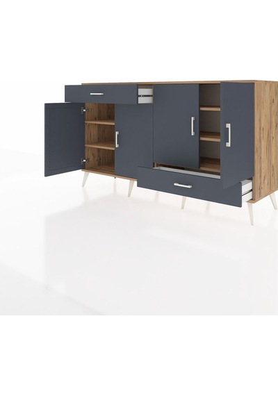 Hyperion Konsol 5 Raflı 2 Çekmeceli 4 Kapaklı 176x44x99 Çam-antra Çam-antrasit Hyperion Konsol 5 Raflı 2 Çekmeceli 4 Kapaklı 176x44x99 Çam-antra Çam-antrasit