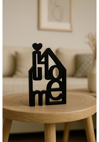 Home Temalı Dekoratif Figür Kalpli Çatı Tasarımı Siyah - 720773322