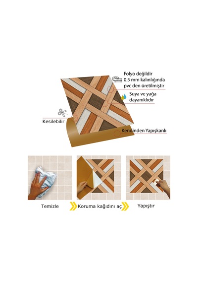 Tink Kendinden Yapışkanlı Ahşap 014 Desenli Pvc Karo 30x30 Cm