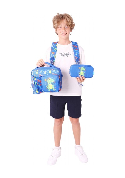 Kaukko Kids Kız Çocuklara Özel Mavi Yeşil - 3d Dinazor Detaylı Üçlü Okul Çantası Seti Mavi - Yeşil