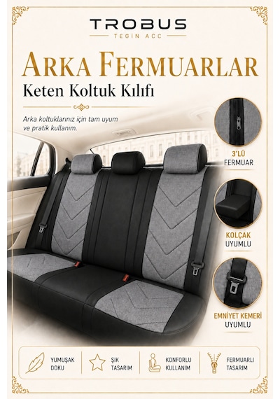 Geely Emgrand 2010 2011 2012 Uyumlu Leosport Serisi Gri Siyah Oto Koltuk Kılıfı