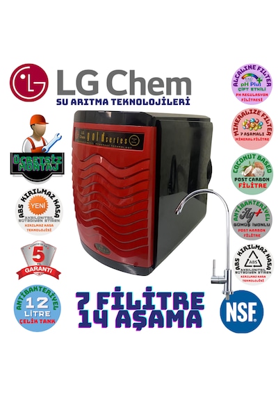 Lg Chem Gold Kırmızı Montaj Dahil 12 Lt 7 Fl 14 Aşama Su Arıtma