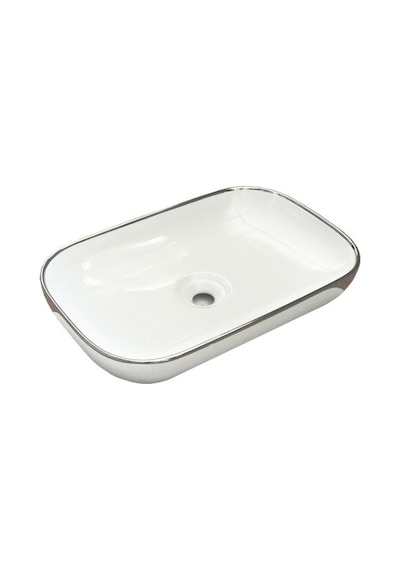 Lapino Premium 60 CM Içi Beyaz Dışı Gümüş Tezgah Üstü Lavabo