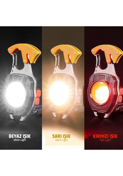 Rox 0230 Outdoor Çok Fonksiyonlu Anahtarlık Şarjlı Led Fener 500 Lümen Siyah