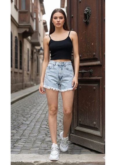 Layal My Beauty Lmb Kadın Jeans Yüksek Bel Likralı Paçası Püsküllü Denim Kot Şort Yeni Sezon New1 Buz Mavi