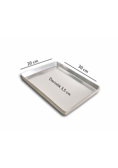 5 Adet - Tek Kullanımlık Alüminyum Tepsi - 20x30x3,5 Cm 105 Gr Gri