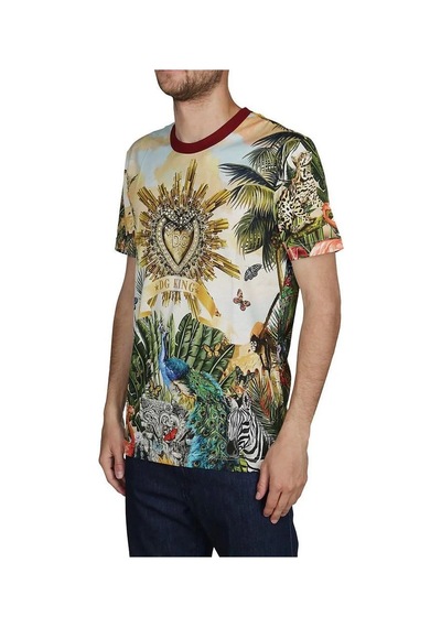 Dolce & Gabbana Dolce&Gabbana Reggello Outlet Jungle Print T-shirt G8KBATHH7YP Çok Renkli