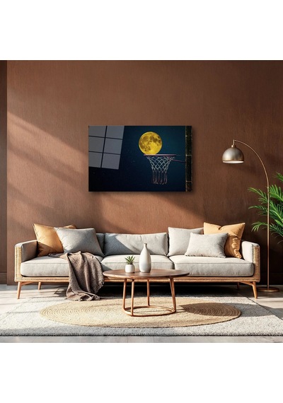 Dolunay Ve Basketbol Potası - Cam Tablo - Deg0361 70 X 110 Cm