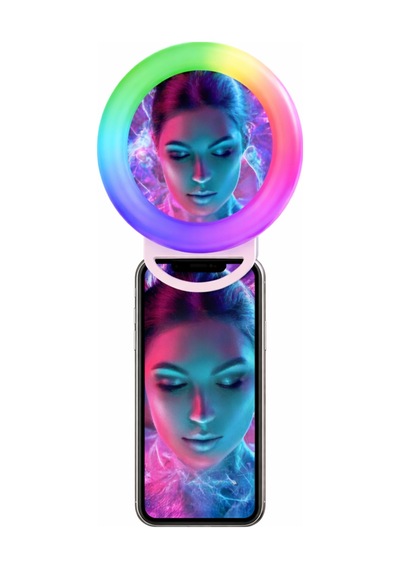 Rgb Selfie Işığı Aynalı Telefon Klipsli Halka Işık Led Selfie Lambası Video Çekim Canlı Yayın Makyaj
