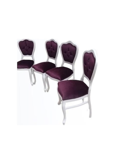 Sandalye Lükens ASLAN Klasik Model Parlak Beyaz babyface kumaş 4 Adet El Yapımı