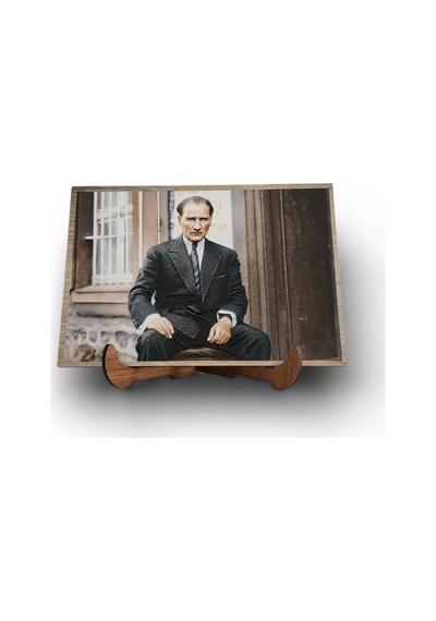 Atatürk Masaüstü Ahşap Tablo - Kabartmalı Baskı Şık Hediyelik 16x11 Cm No 1 3 Parça