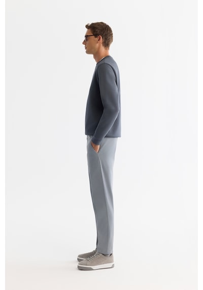 Avva Erkek Gri Yanı Lastikli Yumuşak Tuşeli Duble Paça Slim Fit Pantolon A42y3007