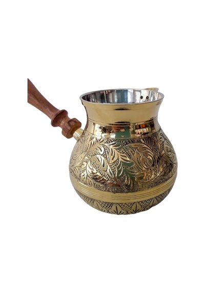 Pirinç Döküm Cezve 5'' Jumbo Boy Ahşap Saplı