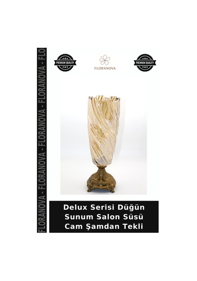 Delux Serisi Düğün Sunum Salon Süsü Cam Şamdan Tekli Çok Renkli