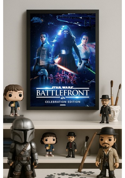 : Battlefront Siyah Ahşap Çerçeveli Poster, Dekoratif Oyun Duvar Tablosu