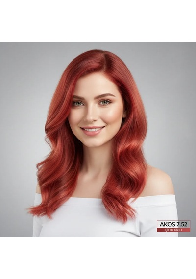 Akos Çilek Kızılı Saç Boyası 7.52 4 Adet + 4 Adet Oksidan - 40