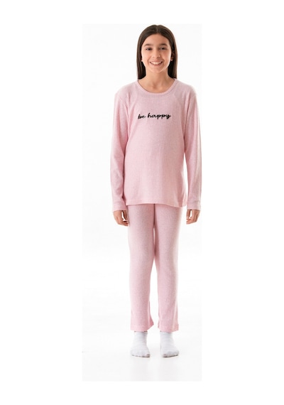 Be Happy Baskılı Kız Çocuk Pijama Takımı 25kcck726126245-pembe Pembe