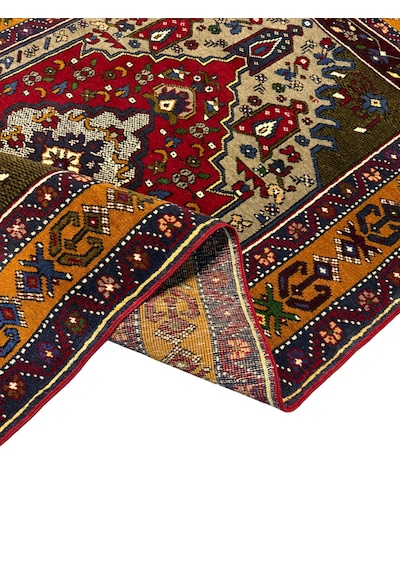 El Dokuma Sıfır Yahyalı Halısı 115x205 Kırmızı Yeşil Kök Boya Yün Halı Renkli
