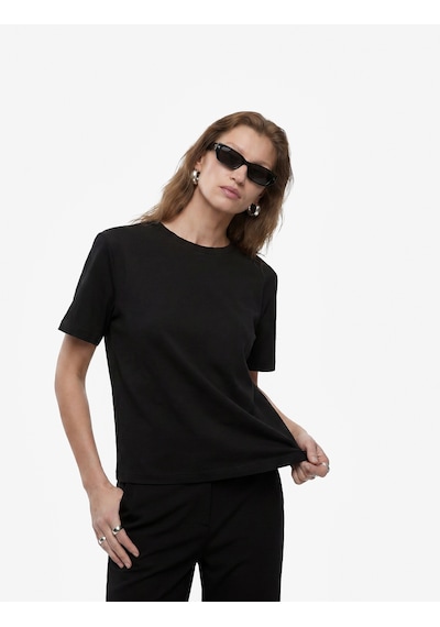 Koton Pamuklu Regular Fit Kısa Kollu Bisiklet Yaka Basic Tişört Siyah 7wak50036ek