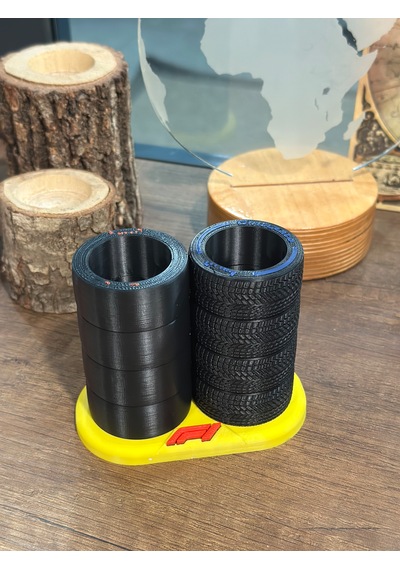 F1 Tasarımlı Masaüstü Düzenleyici 2 Bölmeli 3d Baskı Organizer Sarı-siyah-kırmızı