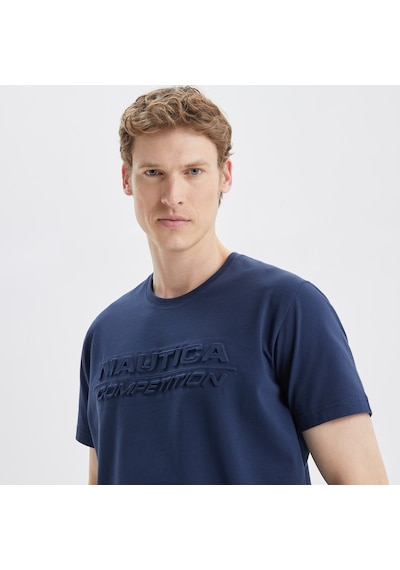 Nautica Erkek Lacivert Standart Fit Baskılı T-shirt Baskılı V35010t Lacivert