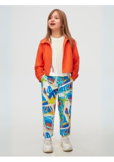 Nk Kids Kız Çocuk Cepli Desenli Pantolon-15877 Çok Renkli