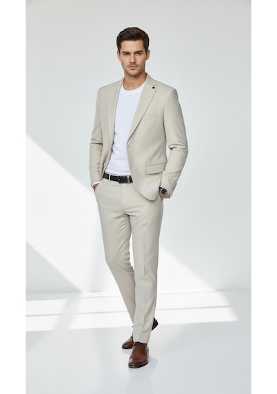 Erkek Slim Fit Mikro Desenli Takım Elbise 2 Düğmeli Çift Yırtmaçlı Modern Ceket Pantolon Takım Taş Erkek Slim Fit Mikro Desenli Takım Elbise 2 Düğmeli Çift Yırtmaçlı Modern Ceket Pantolon Takım Taş