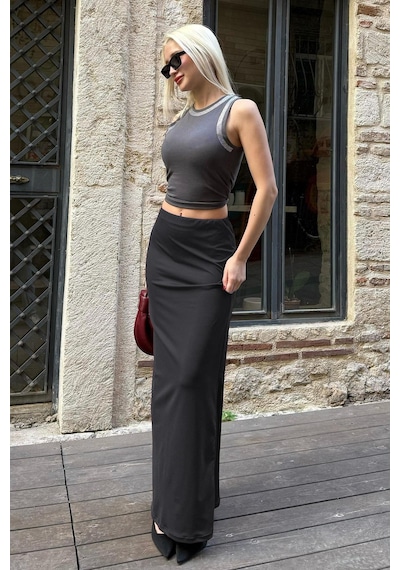 Madmext Füme Maxi Basic Etek Mg1890 Füme