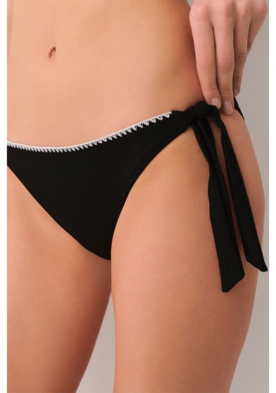 Suwen Lisa Bağcıklı Kroşetalı Bikini Alt Sb25510012012 Siyah