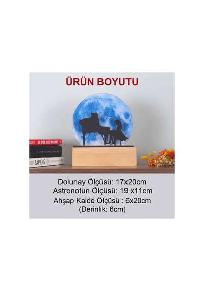 Işıklı Pleksi Dolunay Kişiselleştirilebilir Biblo Talento Piyano Çalan Kız Anahtar Askılığı Mavi - 740353818 Mavi