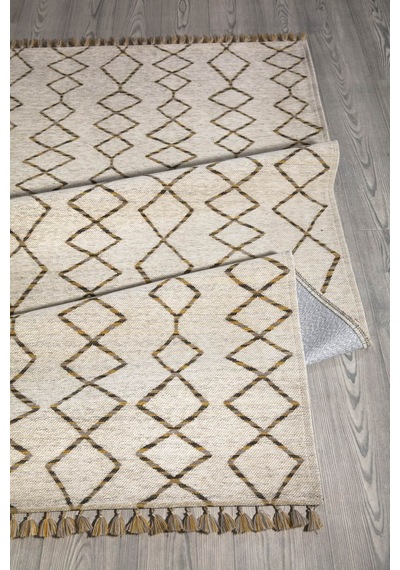 Sarı Renkli Kaymaz Tabanlı Leke Tutmaz Kilim-569