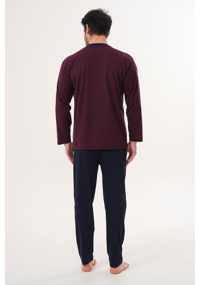 Markalinda 3134 Bordo Büyük Beden Erkek Pijama Takımı Bordo