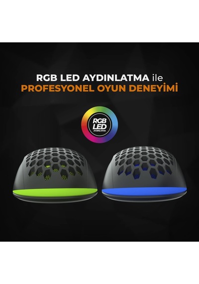 Ms107 Kablolu Rgb Led Aydınlatmalı 103 Gr Ağırlık Terleme Önleyici Malzeme Delikli Tasarım Optik Sensör 3200dpı 7 Tuşlu Oyuncu Mouse Siyah