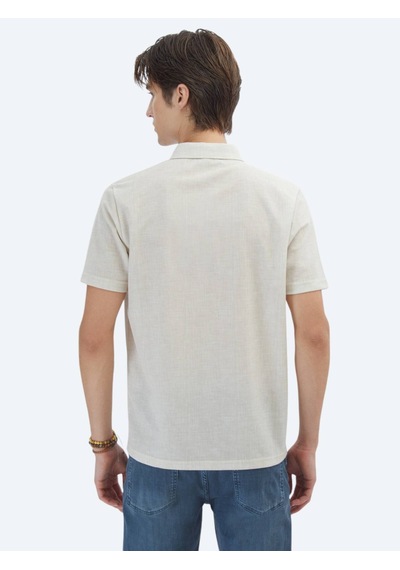Kip Bej Desenli Regular Fit Casual Gömlek Bej