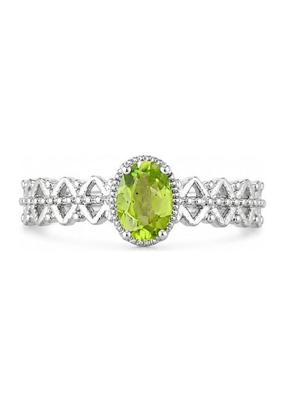 Peridot Taşı Ayarlanabilir Çelik Kadın Yüzük Açık Yeşil