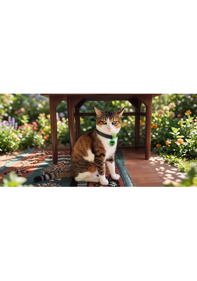 Jadda El Yapimi Deri Kedi Tasmasi Zilli Deri Kolay Açilan Klips Tokali Yeşil