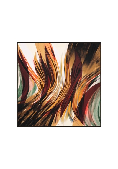 90x90 Aker Polyester Tivil Eşarp Turuncu-gri-kahve Turuncu-gri-kahve