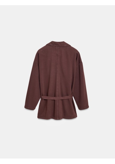 DİLVİN 60808 Uzun Kollu Kemerli Cep Detaylı Oversize Ceket-kahve