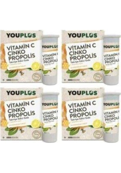 4 Adet Youplus Vitamin C,çinko,propolis Efervesan Tablet Takviye