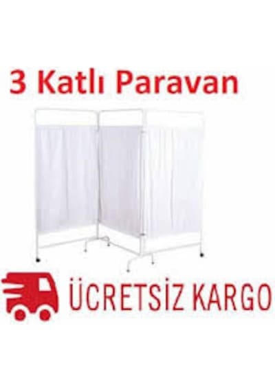 Paravan 3 Katli -Metal Hastane Muayene Paravani-Revir 3 Kanatli