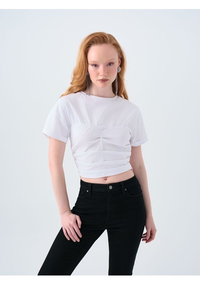 LOFT Slim Fit Kadın Tshirt K.kol Lf2039479 Q1.v1 Beyaz