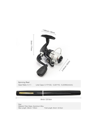 Valkyrie 1 Metre Teleskopik 5.1.1 Mini Cep Olta Seti Kalem Spin Kamış Olta