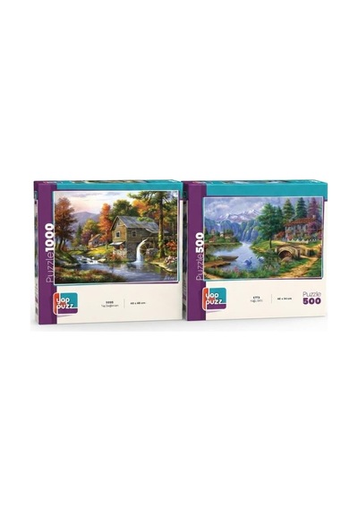 Taş Değirmen Ve Kuğu Gölü İkili Set - 1000 + 500 Parça İkili Puzzle Seti