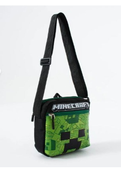 Trg Polo Mineecraft Creeper Çocuk Omuz Çantası 3 Bölmeli Su Geçirmez Kumaş 21 16 6 Cm Siyah - Yeşil