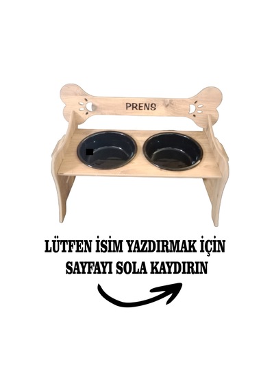 Köpek Su Ve Mama Standı-özel Isim Baskı-meşemdf-kademelikemik-büyükırk-seramiksiyahkase-2 1000ml