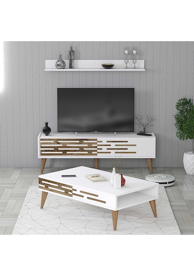 Variant Valensiya 140cm Tv Ünitesi Ve Orta Sehpa Takımı - Beyaz / Beyaz