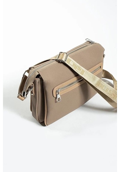 Just Polo Kadın Günlük Kullanıma Uygun Ayarlanabilir Askılı Lakoste Kumaş Şık Omuz Çantası Shopper Kum